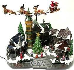 Animated Musical Santa's Sleigh And Reindeer Christmas Village And House