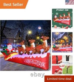 10FT Christmas Inflatable Santa Claus on Sleigh with 3 Reindeer, Blow Up Yard