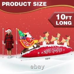 10FT Christmas Inflatables Santa Sleigh 2025 NEW LED Outdoor Decoration