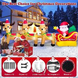 10FT Christmas Inflatables Santa Sleigh Reindeer Blow Up Built-in LED for Outdoo