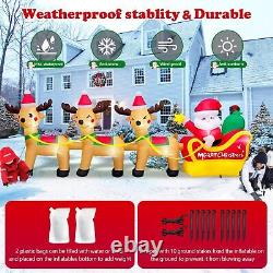 10FT Christmas Inflatables Santa Sleigh Reindeer Blow Up Built-in LED for Outdoo