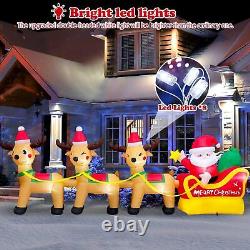 10FT Christmas Inflatables Santa Sleigh Reindeer Blow Up Built-in LED for Outdoo