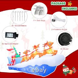 10FT Christmas Inflatables Santa Sleigh & Reindeer LED Lights Outdoor Yard Decor