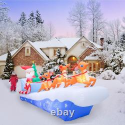 10FT Christmas Inflatables Santa Sleigh & Reindeer LED Lights Outdoor Yard Decor