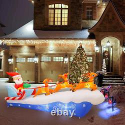 10FT Christmas Inflatables Santa Sleigh & Reindeer LED Lights Outdoor Yard Decor