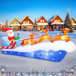 10FT Christmas Inflatables Santa Sleigh & Reindeer LED Lights Outdoor Yard Decor