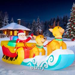 10FT Hanging Santa Sleigh Reindeer Inflatable LED Outdoor Christmas Yard Display