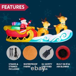 10FT Hanging Santa Sleigh Reindeer Inflatable LED Outdoor Christmas Yard Display
