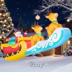 10FT Hanging Santa Sleigh Reindeer Inflatable LED Outdoor Christmas Yard Display