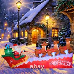 10FT Inflatable Santa Sleigh with 3 Reindeer & LED Lights for Yard Decor