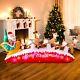 10ft Long Christmas Inflatables Santa Claus With Reindeer Sleigh Colorful Leds