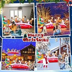 10FT Long Christmas Inflatables Santa Claus with Reindeer Sleigh Outdoor Deco