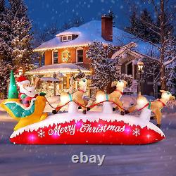 10FT Long Christmas Inflatables Santa Claus with Reindeer Sleigh Outdoor Decorat