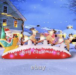 10FT Santa Claus on Sleigh with 3 Reindeers Christmas Inflatable