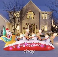 10FT Santa Claus on Sleigh with 3 Reindeers Christmas Inflatable