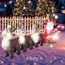 10FT Santa Sleigh & Reindeer Inflatable Yard Decor with LED Lights for Christmas