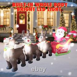10FT Santa Sleigh & Reindeer Inflatable Yard Decor with LED Lights for Christmas