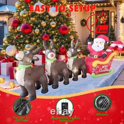 10FT Santa Sleigh & Reindeer Inflatable Yard Decor with LED Lights for Christmas
