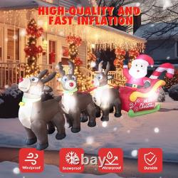 10FT Santa Sleigh & Reindeer Inflatable Yard Decor with LED Lights for Christmas