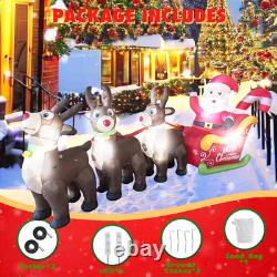 10FT Santa Sleigh & Reindeer Inflatable Yard Decor with LED Lights for Christmas