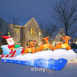 10FT Santa Sleigh with Reindeer Christmas Inflatables Outdoor Garden Yard Decor