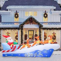 10FT Santa Sleigh with Reindeer Christmas Inflatables Outdoor Garden Yard Decor