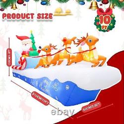 10FT Santa Sleigh with Reindeer Christmas Inflatables Outdoor Garden Yard Decor