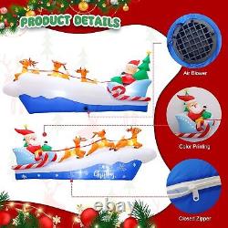 10FT Santa Sleigh with Reindeer Christmas Inflatables Outdoor Garden Yard Decor