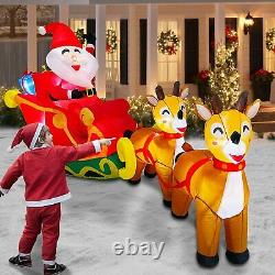 10FtGiant Christmas Inflatable Santa Claus on Sleigh Yard Decoration LED Outdoor