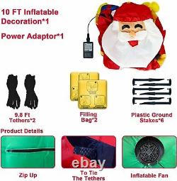 10FtGiant Christmas Inflatable Santa Claus on Sleigh Yard Decoration LED Outdoor