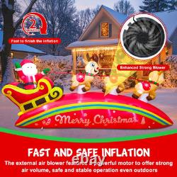 10Ft Giant Christmas Inflatables Santa Sleigh & Reindeer Outdoor Decorations, Bl