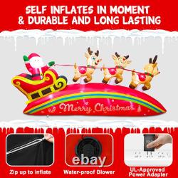 10Ft Giant Christmas Inflatables Santa Sleigh & Reindeer Outdoor Decorations, Bl