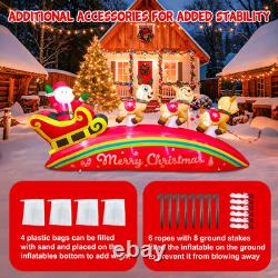 10Ft Giant Christmas Inflatables Santa Sleigh & Reindeer Outdoor Decorations, Bl