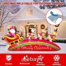 10Ft Giant Christmas Inflatables Santa Sleigh & Reindeer Outdoor Decorations, Bl