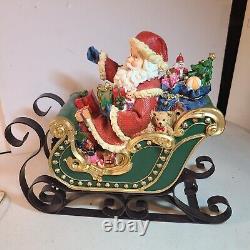 10.75 Santa with Sleigh & Reindeer Tabletop Centerpiece Figures Costco 700645