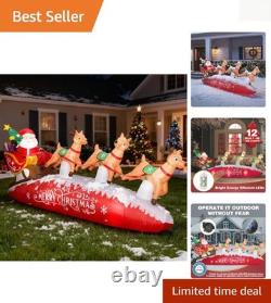 10 FT Lighted Santa Sleigh with Reindeer Inflatable for Festive Outdoor Cheer