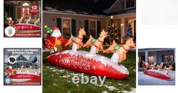 10 FT Lighted Santa Sleigh with Reindeer Inflatable for Festive Outdoor Cheer