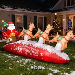 10 FT Lighted Santa Sleigh with Reindeer Inflatable for Festive Outdoor Cheer