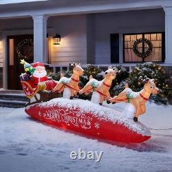 10 FT Lighted Santa Sleigh with Reindeer Inflatable for Festive Outdoor Cheer
