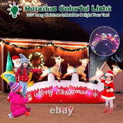 10 FT Long Christmas Inflatable Santa Sleigh with 3 Reindeer Outdoor Decorations