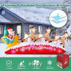 10 FT Long Christmas Inflatable Santa Sleigh with 3 Reindeer Outdoor Decorations