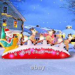10 FT Long Christmas Inflatable Santa Sleigh with 3 Reindeer Outdoor Decorations