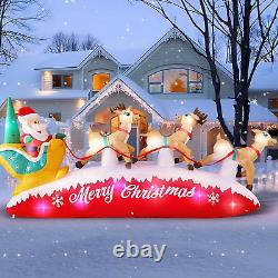 10 FT Long Christmas Inflatable Santa Sleigh with 3 Reindeer Outdoor Decorations