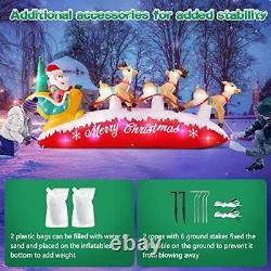 10 FT Long Christmas Inflatables Decorations Santa Claus with Reindeer Sleigh