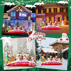 10 FT Long Christmas Inflatables Santa Sleigh with 3 Reindeer Outdoor Decorat
