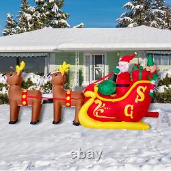 10 FT Santa Claus on Sleigh with 2 Reindeer and Gift Boxes Christmas Inflatable