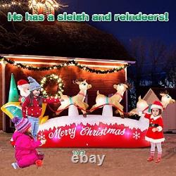 10 FT Santa Claus with Reindeer Sleigh Christmas Inflatables Yard Decoration LED