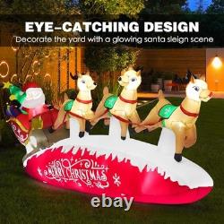 10 FT Santa Sleigh with Reindeer Christmas Inflatables Outdoor Decorations