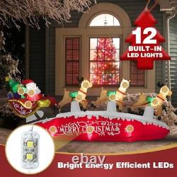 10 FT Santa Sleigh with Reindeer Christmas Inflatables Outdoor Decorations