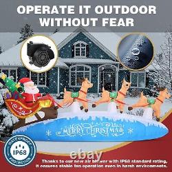10 FT Santa Sleigh with Reindeer Christmas Inflatables Outdoor Decorations, C